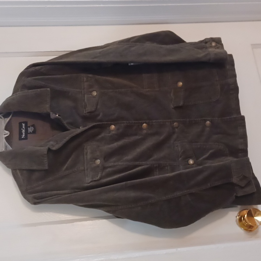 Corduroy jacket green women's size 14W -16W North Crest